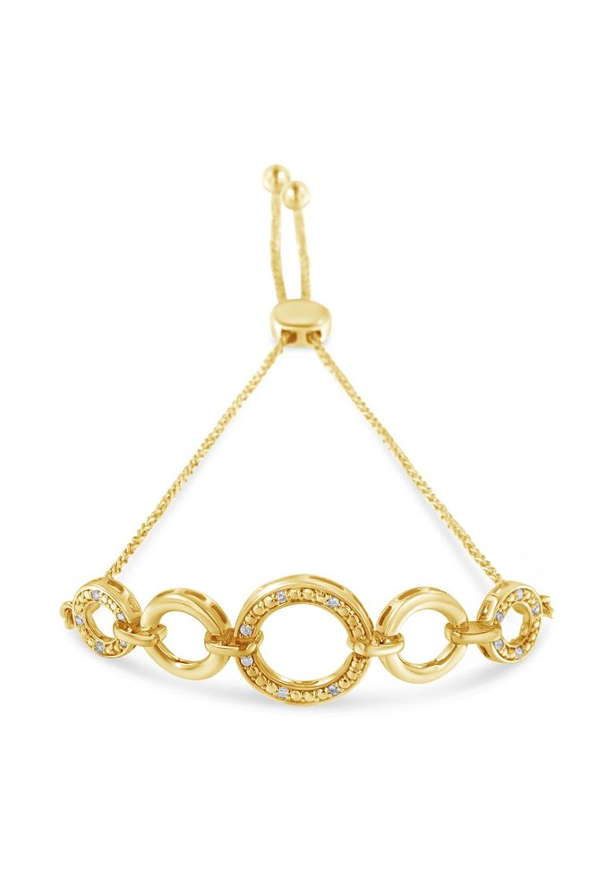 Diamond Accented Graduated Infinity Open Circle 6”-9” Adjustable Bolo Bracelet